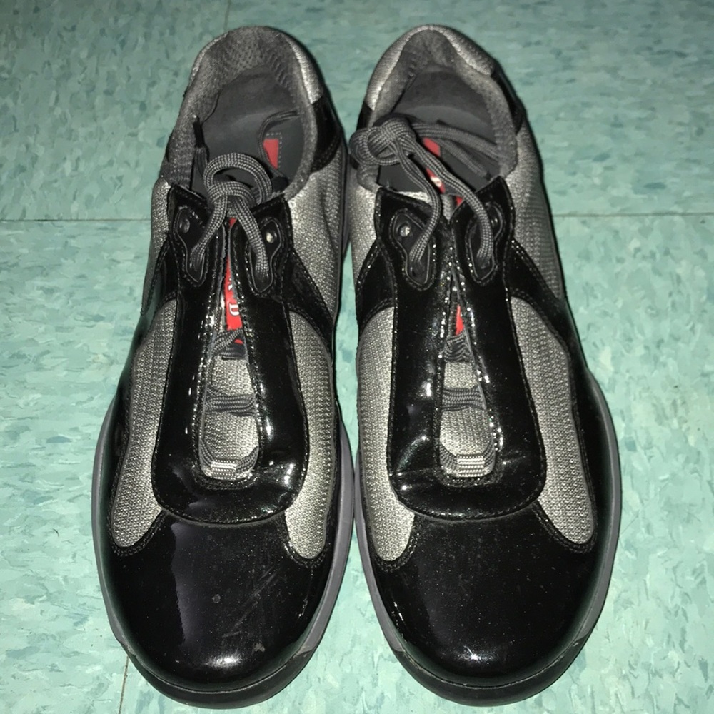 Black and Gray patent leather Prada’s